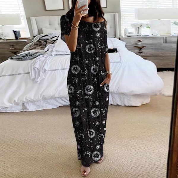 moon print dress women's daily short sleeve casual inclined shoulder maxi dress robe femme dresses for women sukienka letnia, Black;gray
moon print dress women's daily short sleeve casual inclined shoulder maxi dress robe femme dresses for women sukienka letnia, Black;gray