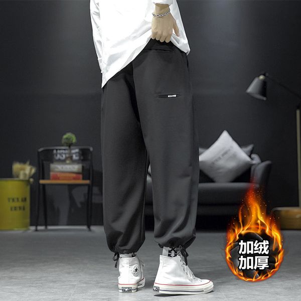 2020 winter new large size loose solid color plush thickened casual men's youth british pants, Black
2020 winter new large size loose solid color plush thickened casual men's youth british pants, Black