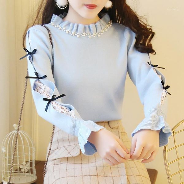 women beading half turtleneck sweater bow lace patchwork tricot pullover knitwear pullovers japanese style cute knitted jumper1, White;black
women beading half turtleneck sweater bow lace patchwork tricot pullover knitwear pullovers japanese style cute knitted jumper1, White;black
