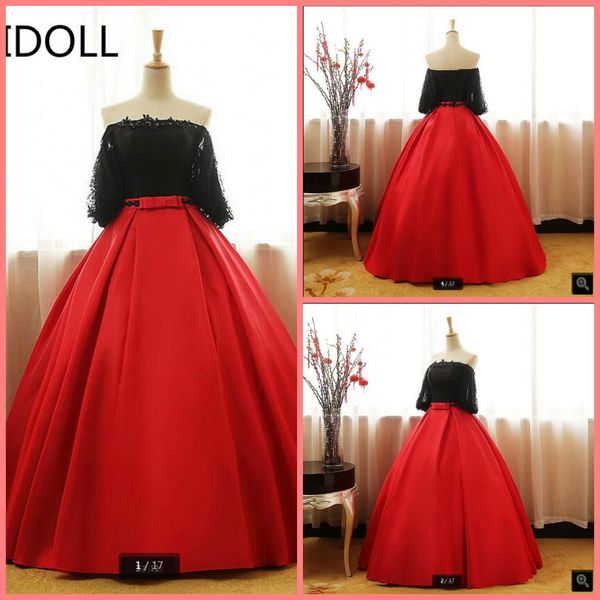 robe de soiree red satin ball gown prom dress black lace off the shoulder princess prom gowns sweet 16 appliques party gown
robe de soiree red satin ball gown prom dress black lace off the shoulder princess prom gowns sweet 16 appliques party gown
