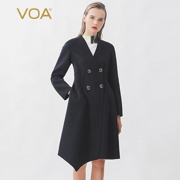 voa cashmere14.75 micron double breasted oblique placket asymmetric splicing swallow tail swing art winter coat s631, Black
voa cashmere14.75 micron double breasted oblique placket asymmetric splicing swallow tail swing art winter coat s631, Black