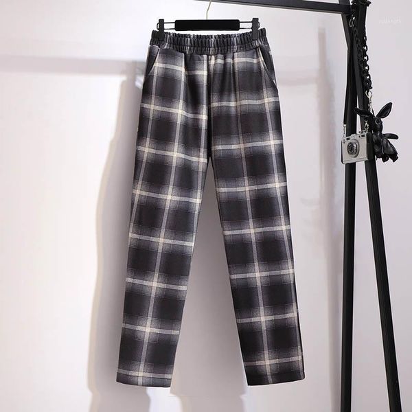 loose straight harem casual pants women's autumn winter retro plaid pants plus size waist1, Black;white
loose straight harem casual pants women's autumn winter retro plaid pants plus size waist1, Black;white