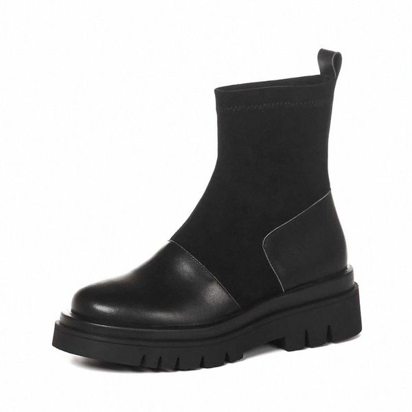 Large Size Natural Leather High Quality Fashion Round Toe High Square Heels Slip on Energy Daily Wear Ankle Boots Botas Mujer #am60, Black
Large Size Natural Leather High Quality Fashion Round Toe High Square Heels Slip on Energy Daily Wear Ankle Boots Botas Mujer #am60, Black