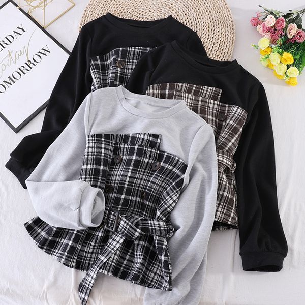 2021 new new korean style contrast color stitching woolen plaid shirt women's tie waist long-sleeved sweater trend vdt7, Black
2021 new new korean style contrast color stitching woolen plaid shirt women's tie waist long-sleeved sweater trend vdt7, Black
