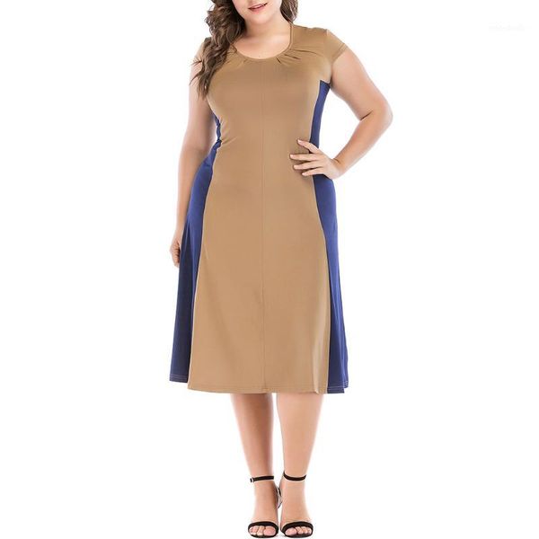 dress summer women long large size women casual stitching short sleeves dress evening party vestido verano1, Black;gray
dress summer women long large size women casual stitching short sleeves dress evening party vestido verano1, Black;gray