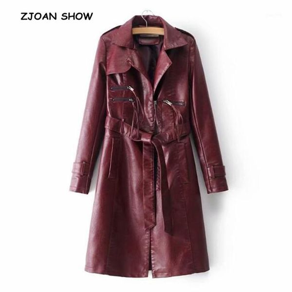 4 solid color pu leather trench 2018 women lapel bow lacing up sashes pockets maix long faux leather jacket coat outerwear 1, Black
4 solid color pu leather trench 2018 women lapel bow lacing up sashes pockets maix long faux leather jacket coat outerwear 1, Black