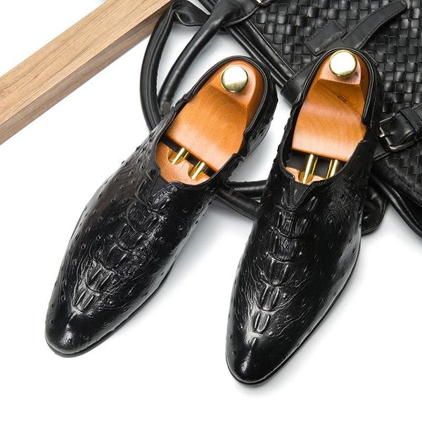 korean style fashion crocodile men's shoes pointed leather pedal men's shoes business dress slip-on cow leather, Black
korean style fashion crocodile men's shoes pointed leather pedal men's shoes business dress slip-on cow leather, Black
