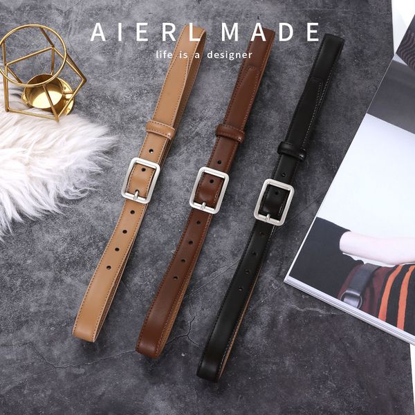 women's leather ins style simple fashion versatile black female decoration with jeans belt korea, Black;brown
women's leather ins style simple fashion versatile black female decoration with jeans belt korea, Black;brown