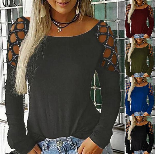 womens and blouses plus size female clothing fashion casual crew neck hollow out studded blouse women long sleeve, White
womens and blouses plus size female clothing fashion casual crew neck hollow out studded blouse women long sleeve, White
