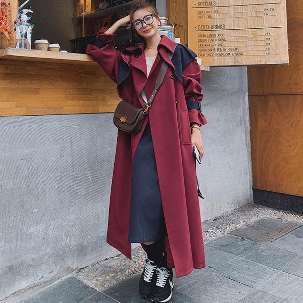 women's trench coat design sense contrast color long sleeve double-breasted 2020 autumn new fashion retro long windbreaker 15f, Tan;black
women's trench coat design sense contrast color long sleeve double-breasted 2020 autumn new fashion retro long windbreaker 15f, Tan;black