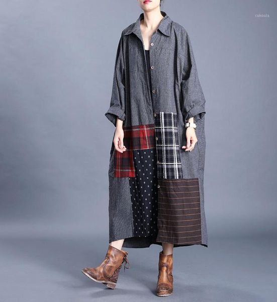 chinese style cotton linen casual female coat new hit color check stitching bat five point sleeve fashion lapel loose long coat1, Tan;black
chinese style cotton linen casual female coat new hit color check stitching bat five point sleeve fashion lapel loose long coat1, Tan;black
