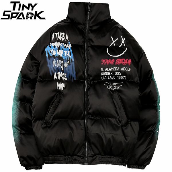 hip hop jacket parka happy graffiti print men windbreaker streetwear harajuku winter padded jacket coat warm outwear thick 201204, Black
hip hop jacket parka happy graffiti print men windbreaker streetwear harajuku winter padded jacket coat warm outwear thick 201204, Black