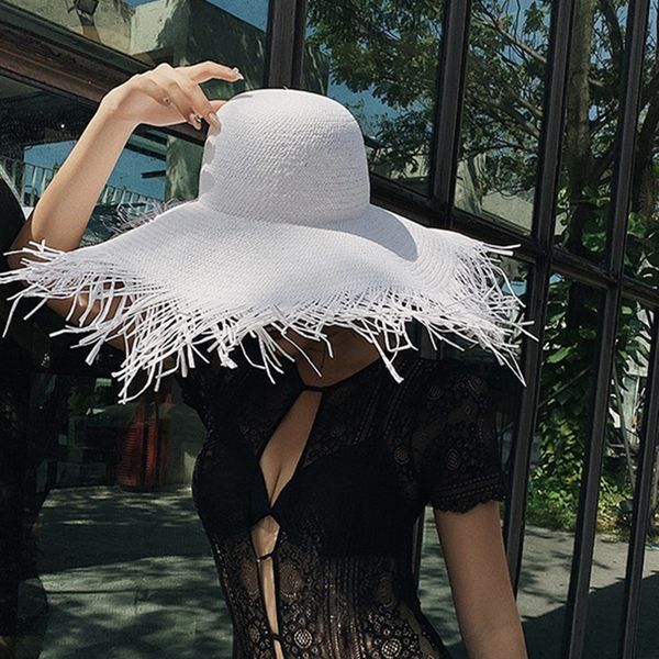 women straw hat wide grass female beach hat foldable outdoor holiday beach sun protection hat black/white h34 y200714, Blue;gray
women straw hat wide grass female beach hat foldable outdoor holiday beach sun protection hat black/white h34 y200714, Blue;gray