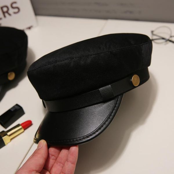 wide brim hats fashion pu leather hat spring summer wool sailor for women men black flat female travel cadet captain cap, Blue;gray
wide brim hats fashion pu leather hat spring summer wool sailor for women men black flat female travel cadet captain cap, Blue;gray