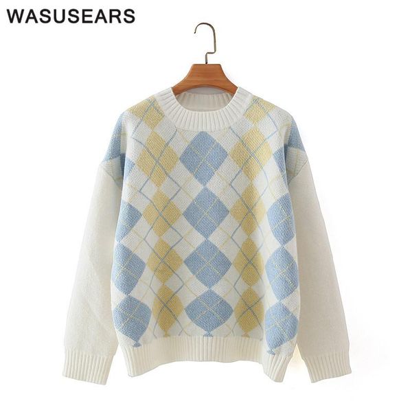 women's sweaters long sleeve knitted sweater women 2021 spring korean vintage argyle pullover elegant thick winter female, White;black
women's sweaters long sleeve knitted sweater women 2021 spring korean vintage argyle pullover elegant thick winter female, White;black