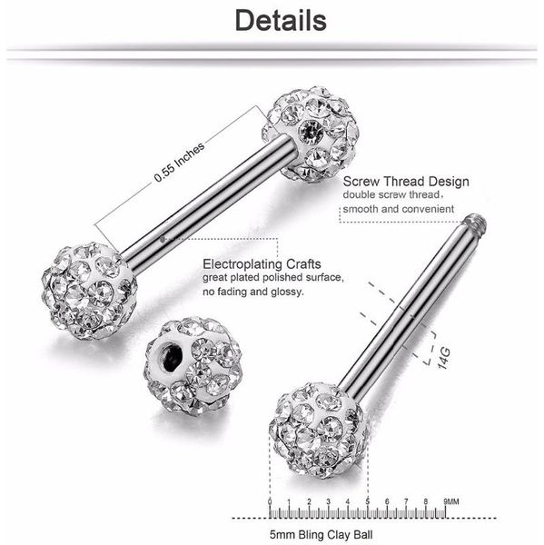 modrsa 2pcs stainless steel tongue ring barbell crystal ball ear stud lip tongue piercing body jewelry for women f bbycly, Silver
modrsa 2pcs stainless steel tongue ring barbell crystal ball ear stud lip tongue piercing body jewelry for women f bbycly, Silver