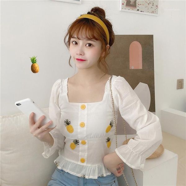 women's blouses & shirts 2021 arrivals summer camiseta femme korean chic swet gril blouse shirt strawberry pineapple design tunic sqaur, White
women's blouses & shirts 2021 arrivals summer camiseta femme korean chic swet gril blouse shirt strawberry pineapple design tunic sqaur, White
