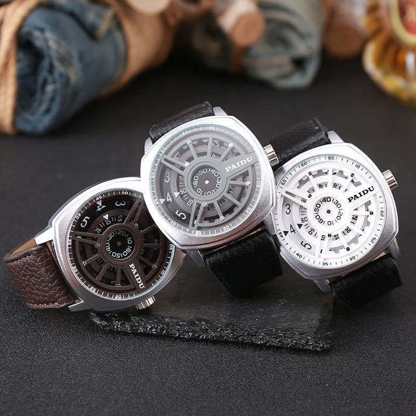 punk style turntable boys' new concept fashion watch wild large dial belt quartz watch, Silver
punk style turntable boys' new concept fashion watch wild large dial belt quartz watch, Silver