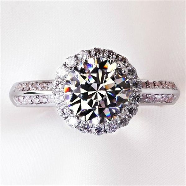 cluster rings gorgeous test positive 2ct d-e lab-grown moissanite diamond ring 925 sterling silver engagement female, Golden;silver