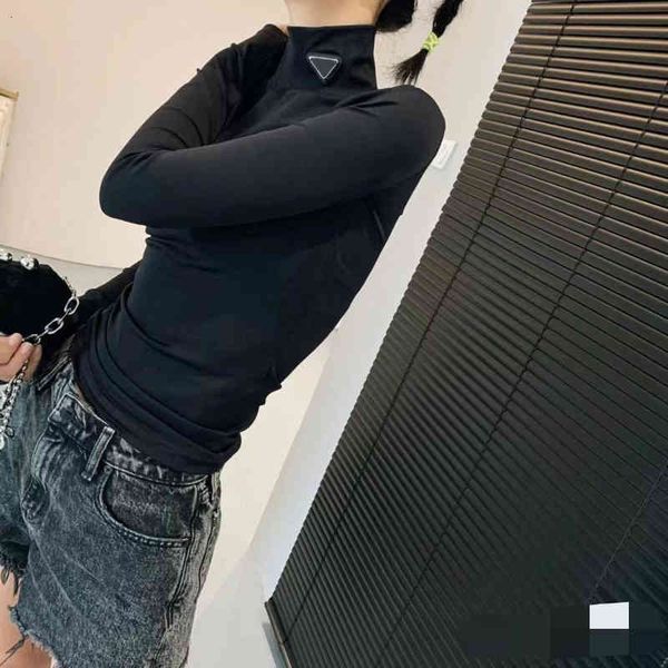 women's t-shirt t-shirt high neck tight bottom classic patchwork label autumn/winter stretch tees 023q, White
women's t-shirt t-shirt high neck tight bottom classic patchwork label autumn/winter stretch tees 023q, White