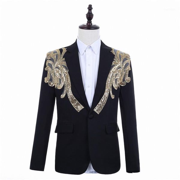 male golden sequin printing black slim fit wedding suits presenter stage blazer jacket men's party prom casual fashion clothes1, White;black
male golden sequin printing black slim fit wedding suits presenter stage blazer jacket men's party prom casual fashion clothes1, White;black