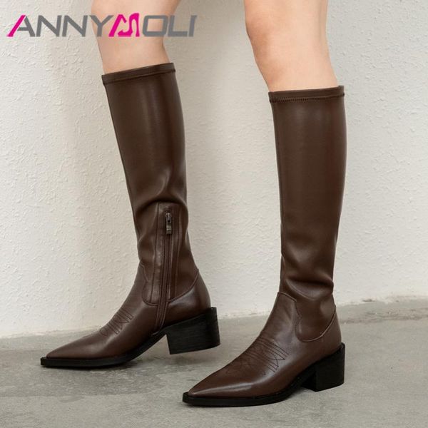 boots annymoli real leather high heel ladies knee women shoes pointed toe zip block heels stretch long brown 40, Black
boots annymoli real leather high heel ladies knee women shoes pointed toe zip block heels stretch long brown 40, Black
