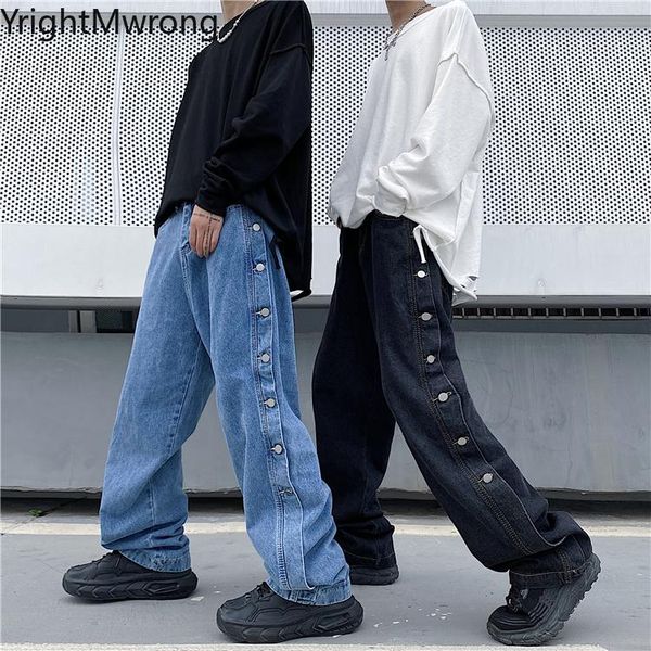 streetwear men patchwork side button solid blue black casual loose straight baggy denim pant jeans hip hop fashion woman korean
streetwear men patchwork side button solid blue black casual loose straight baggy denim pant jeans hip hop fashion woman korean