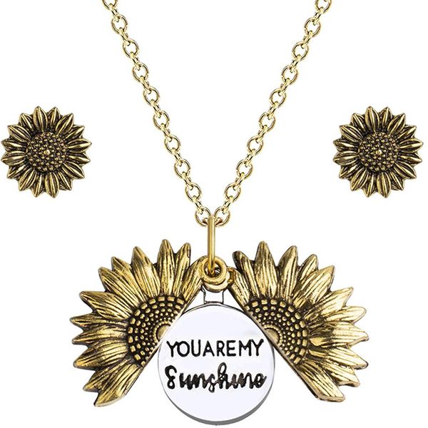 women jewelry necklace of fashion double-sided lettering sunflower pendant necklace with box package for women gift, Silver
women jewelry necklace of fashion double-sided lettering sunflower pendant necklace with box package for women gift, Silver