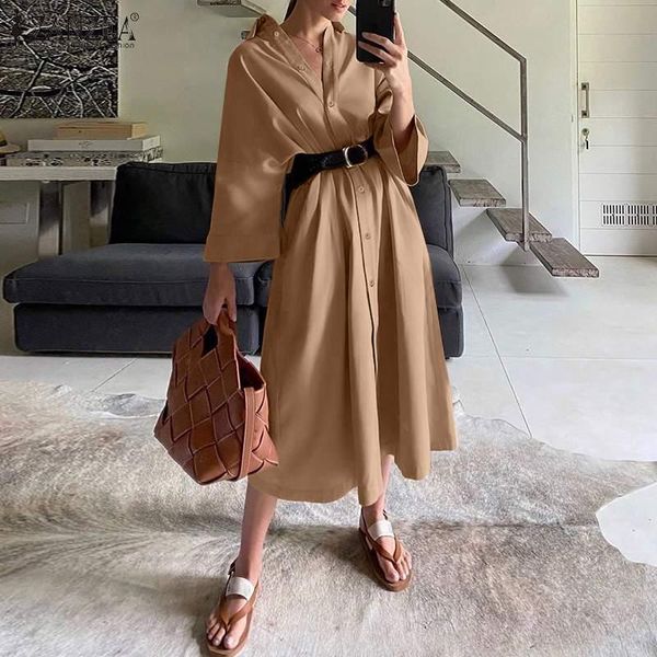 casual dresses fashion long sleeve vestidos 2022 spring solid midi dress women elegant lapel shirt robe lady ol oversized, Black;gray
casual dresses fashion long sleeve vestidos 2022 spring solid midi dress women elegant lapel shirt robe lady ol oversized, Black;gray
