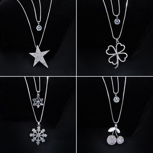 korean wild double-layer sweater chain dress accessories female autumn and winter long four-leaf clover snowflake decoration necklace pendan, Silver
korean wild double-layer sweater chain dress accessories female autumn and winter long four-leaf clover snowflake decoration necklace pendan, Silver