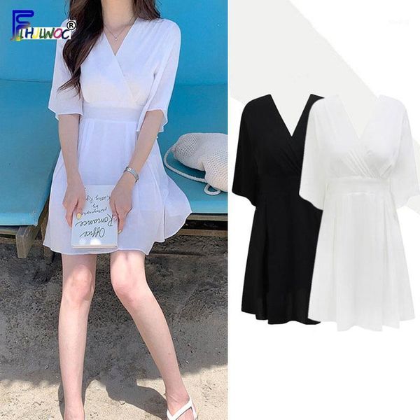 a line dresses woman fashion summer flare sleeve v neck white black korea japan style holiday date chic dress 75161, Black;gray
a line dresses woman fashion summer flare sleeve v neck white black korea japan style holiday date chic dress 75161, Black;gray
