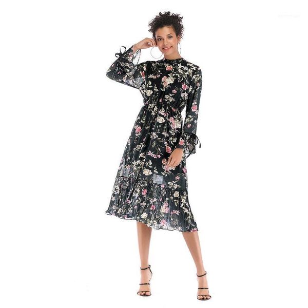 summer autumn beach boho long sleeve dress casual retro floral print women pleated clothing1, Black;gray
summer autumn beach boho long sleeve dress casual retro floral print women pleated clothing1, Black;gray