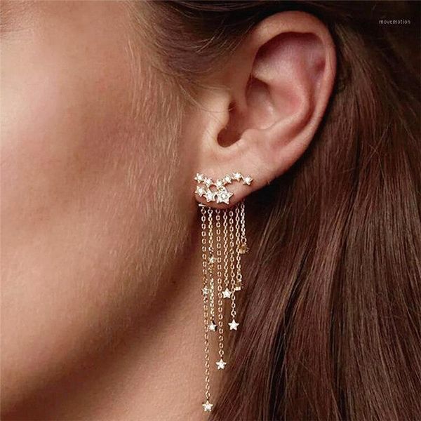 fashion women gold color star streamlined tassel long crystal earrings for women girl jewelry gift pendante femme b1, Silver
fashion women gold color star streamlined tassel long crystal earrings for women girl jewelry gift pendante femme b1, Silver