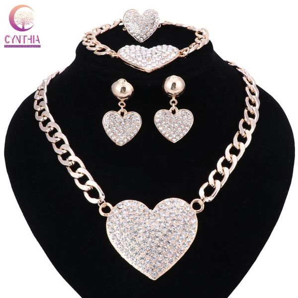 women romantic heart love crystal statement chokers necklace earring ring set for bridal gold color wedding dress jewelry sets, Silver
women romantic heart love crystal statement chokers necklace earring ring set for bridal gold color wedding dress jewelry sets, Silver