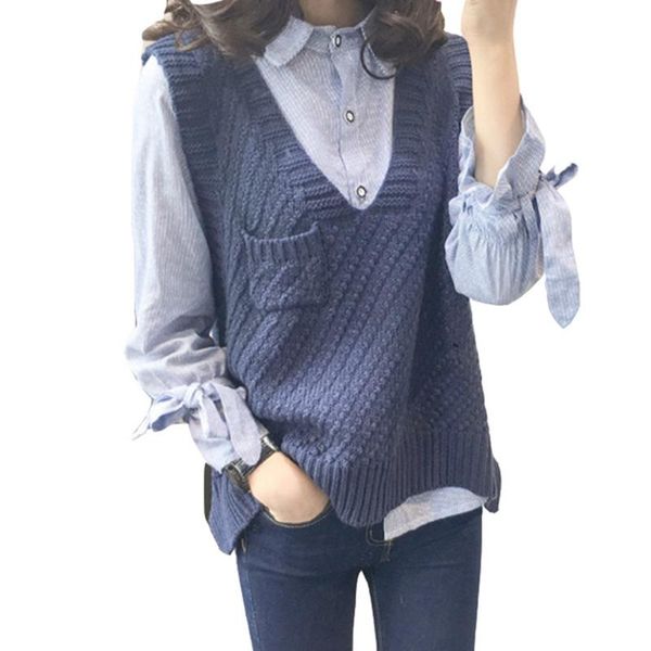 women's vests sweater vest v-neck loose short fashion wool sleeveless knitted women, Black;white
women's vests sweater vest v-neck loose short fashion wool sleeveless knitted women, Black;white