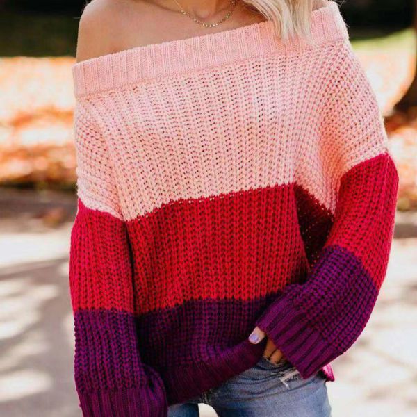 2021 new autumn crew neck stripe knitted inter color pullovers sweet versatile sweater temperament for women ggng, White;black
2021 new autumn crew neck stripe knitted inter color pullovers sweet versatile sweater temperament for women ggng, White;black