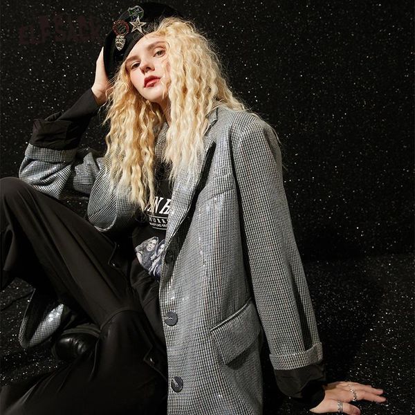 women's suits & blazers elfsack plaid contrast sequins single breasted korean blazer women jacket,2021 autumn elf causal feminism overs, White;black
women's suits & blazers elfsack plaid contrast sequins single breasted korean blazer women jacket,2021 autumn elf causal feminism overs, White;black
