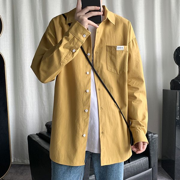 pocket label casual simple loose large trend versatile shirt men's 2020, White;black
pocket label casual simple loose large trend versatile shirt men's 2020, White;black