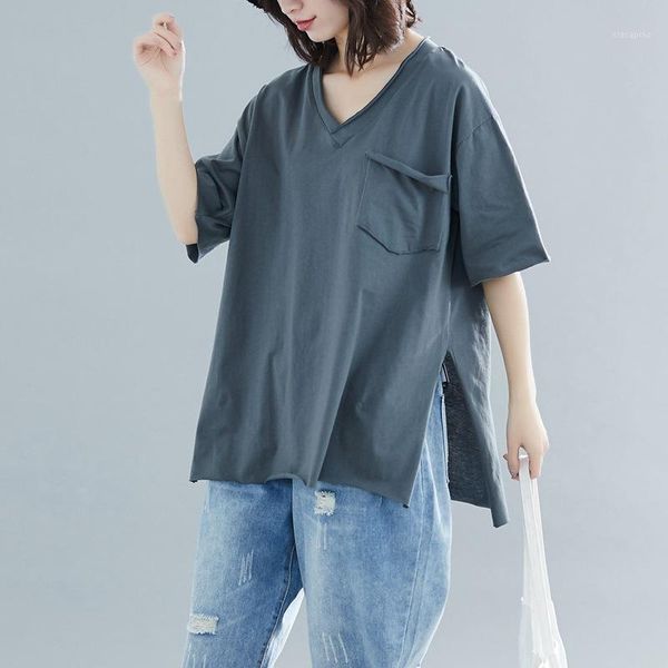 women's t-shirt johnature summer loose leisure v-neck short sleeve solid 4 colors 2021 cotton comfortable all-match women 1, White
women's t-shirt johnature summer loose leisure v-neck short sleeve solid 4 colors 2021 cotton comfortable all-match women 1, White
