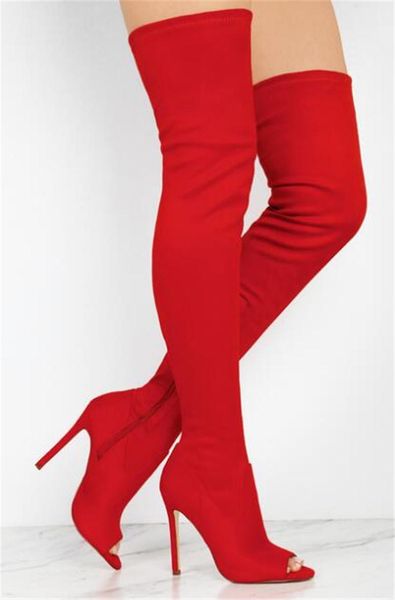 women fashion open toe red black suede leather over knee gladiator boots bandage slim style long high heel boots dress
women fashion open toe red black suede leather over knee gladiator boots bandage slim style long high heel boots dress