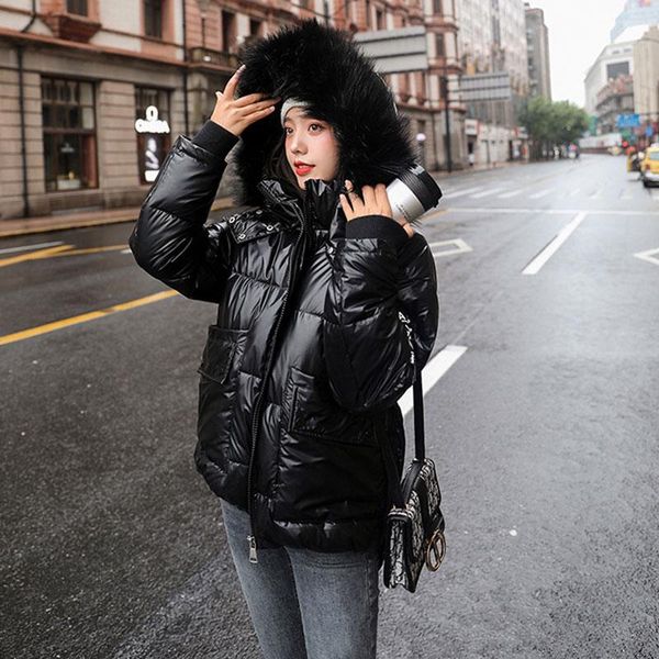 winter down cotton coat women parka warm outerwear big fur collar glossy padded jacket female thick plus size ladies coats dh81, Black
winter down cotton coat women parka warm outerwear big fur collar glossy padded jacket female thick plus size ladies coats dh81, Black