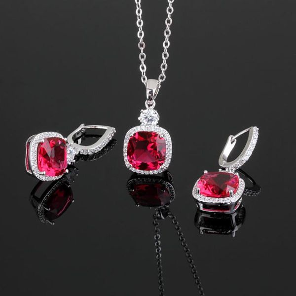 11.11 fashion red square designer necklace and earrings jewelry set for women wedding party accessories new cz stone bijoux gift, Silver
11.11 fashion red square designer necklace and earrings jewelry set for women wedding party accessories new cz stone bijoux gift, Silver