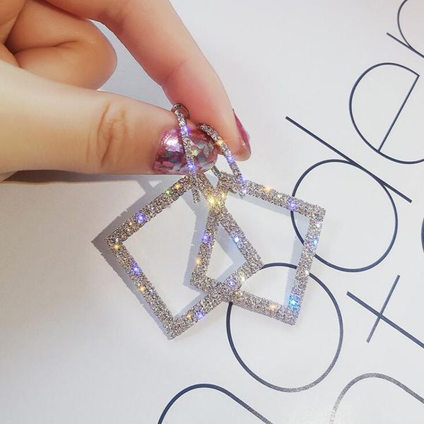 womens hanging earrings vintage korean accessories pendants fashion jewelry 925 silver needle diamond square long exaggerated earrings, Golden;silver 
womens hanging earrings vintage korean accessories pendants fashion jewelry 925 silver needle diamond square long exaggerated earrings, Golden;silver