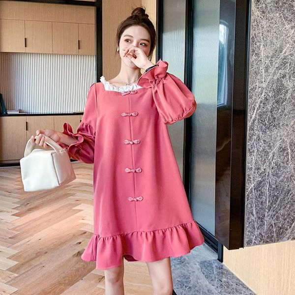 spring pregnant women dress plus size lace patchwork square collar lantern sleeve maternity cotton dresses with large bow1, White
spring pregnant women dress plus size lace patchwork square collar lantern sleeve maternity cotton dresses with large bow1, White