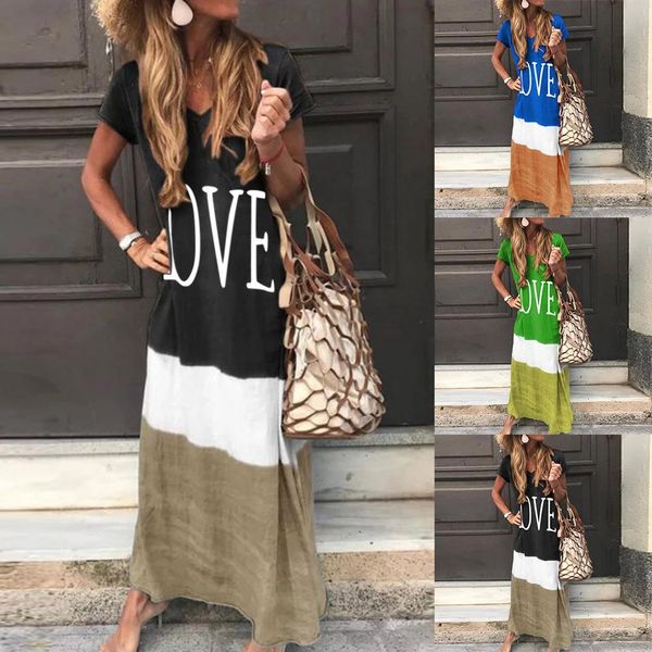 casual short sleeve v neck color block love women print loose beach long summer, Black;gray
casual short sleeve v neck color block love women print loose beach long summer, Black;gray