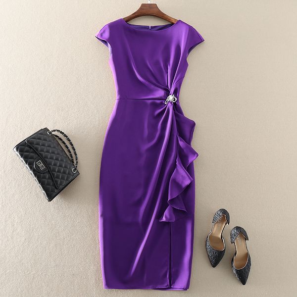 summer elegant plus size zipper split lotus leaf sleeveless o-neck a-line simple purple women holiday cocktail dresses party, Black
summer elegant plus size zipper split lotus leaf sleeveless o-neck a-line simple purple women holiday cocktail dresses party, Black