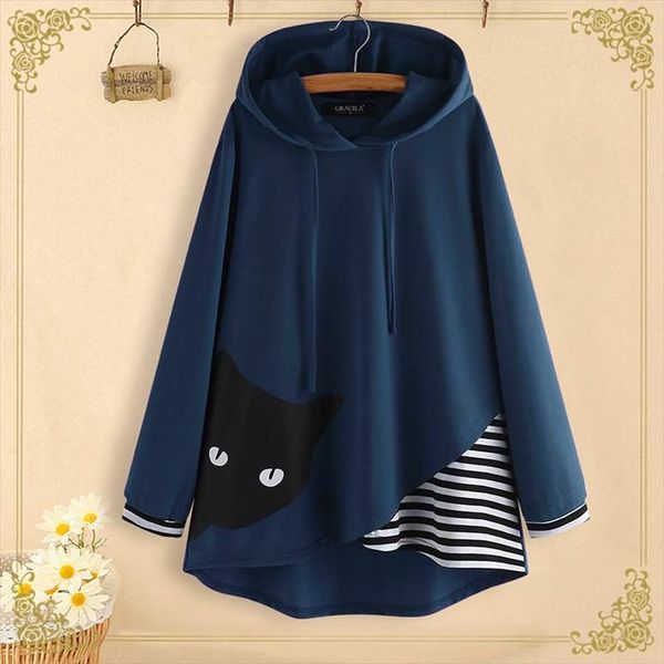 plus size 5xl spring hoodies sweatshirts women casual patchwork striped sweatshirt long sleeve cartoon cat print pullover coat, Black
plus size 5xl spring hoodies sweatshirts women casual patchwork striped sweatshirt long sleeve cartoon cat print pullover coat, Black