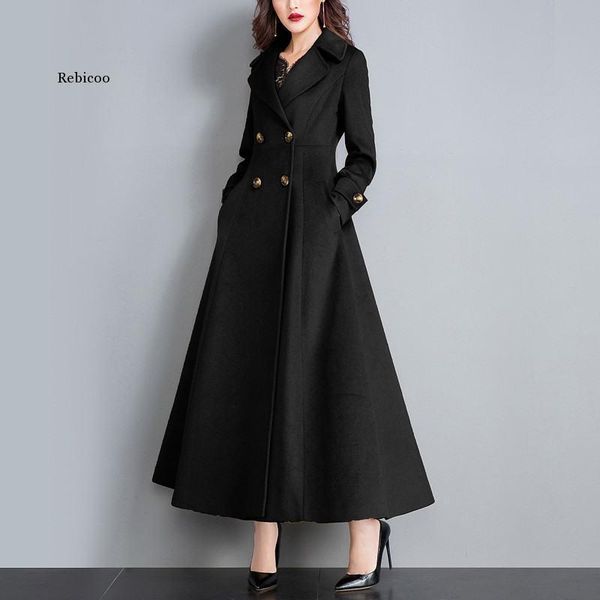 women's wool & blends autumn winter women fashion coat x-long woolen overcoat female slim jackets outwear manteau femme, Black
women's wool & blends autumn winter women fashion coat x-long woolen overcoat female slim jackets outwear manteau femme, Black