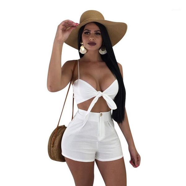 solid summer beach casual spaghetti strap 2 piece set women's bow-tie lace-up cropped + skinny mini shorts set1, White
solid summer beach casual spaghetti strap 2 piece set women's bow-tie lace-up cropped + skinny mini shorts set1, White