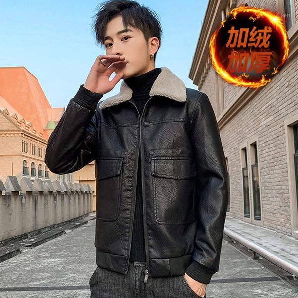 new mens short leather jacket plush liner warm coat lapel black casual male jackets big size xxxl k571
new mens short leather jacket plush liner warm coat lapel black casual male jackets big size xxxl k571
